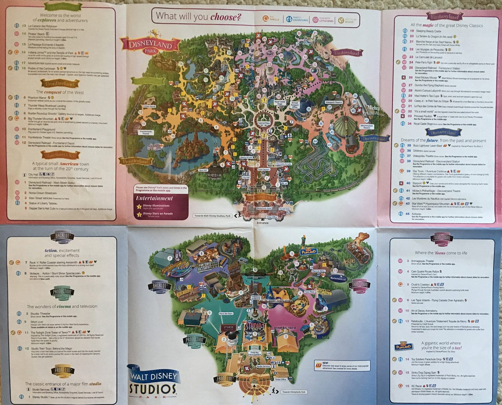 Map of Disneyland Paris and Walt Disney Studios