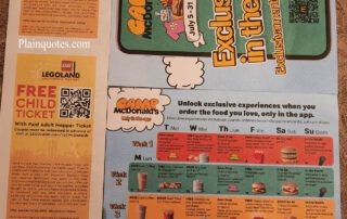 McDonald's Legoland Coupon and Camp Brochure