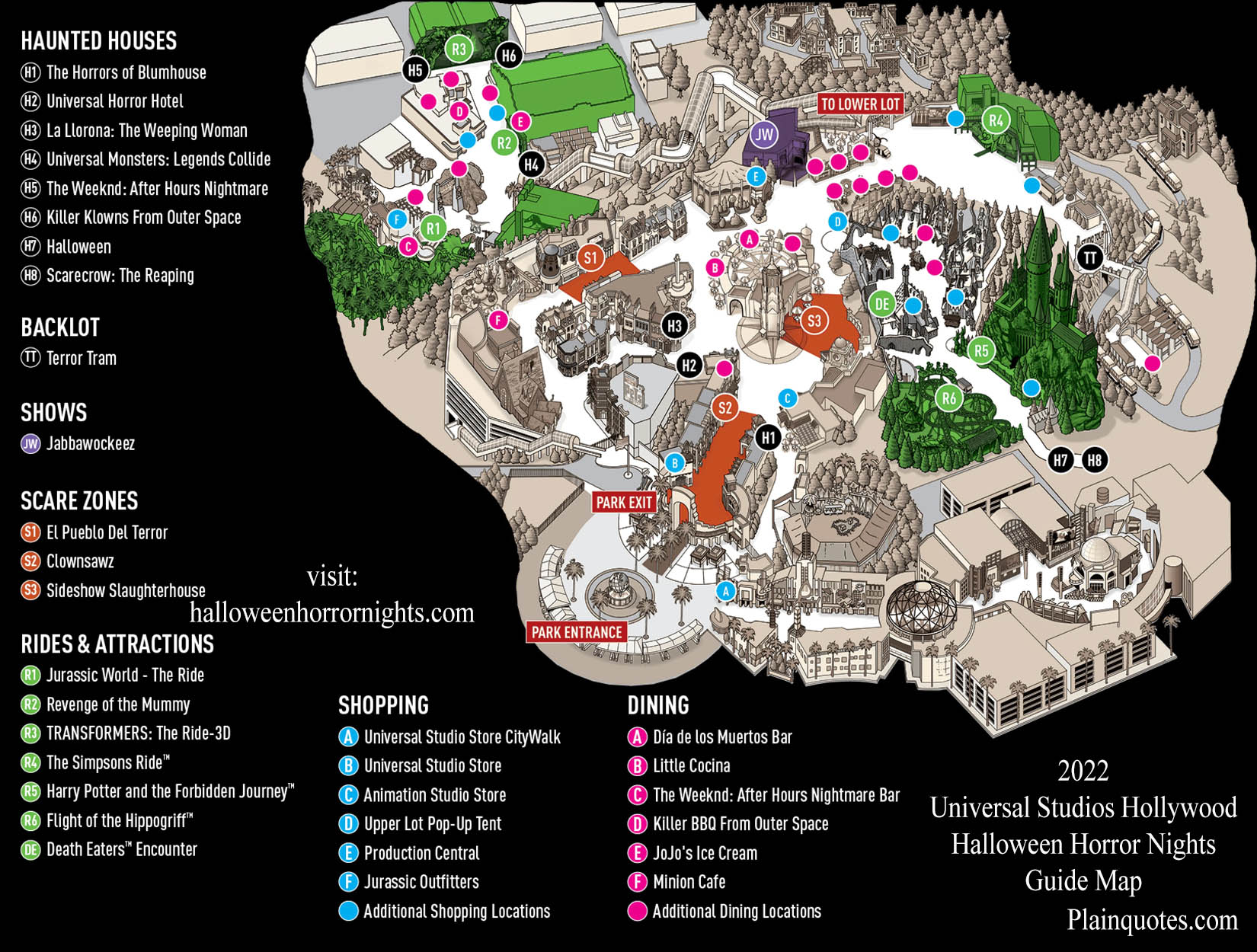 Universal Studio Hollywood Map