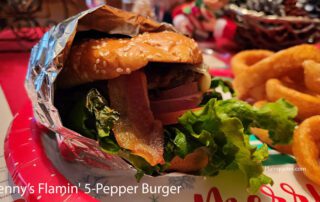 Denny's Flamin' 5-Pepper Burger
