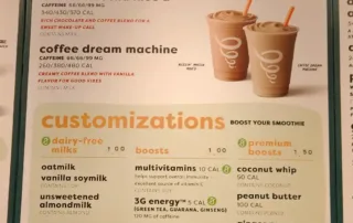 Jamba Coffee Smoothies Menu
